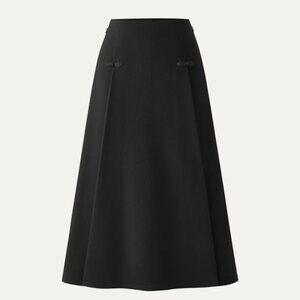 OGL Move Frog Button Black Wool Midi Skirt with pockets NWT New With Tags  XL